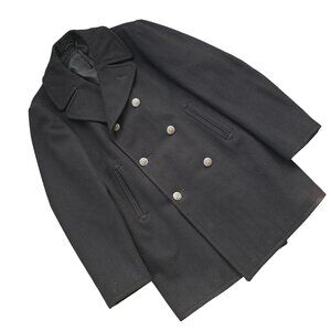 Vintage 70s US Navy Peacoat Enlisted Man’s 40L Black 100% Wool Winter Co…